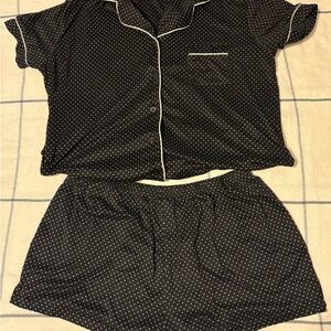 Elegant Black and White Polka Dot Pajama Set